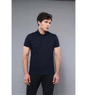 Polo Yaka Düz Lacivert T-shirt  Wessi