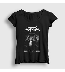 Presmono Kadın Siyah Living Anthrax T-Shirt 10284tt