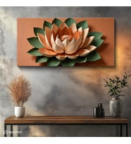 Yatay Panoramik Kanvas Tablo Kağıt Sanatı Lotus Çiçek Tablosu Ev Ofis Duvar Dekoru