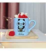 Panda Tasarımlı Kişiye Özel Mavi Türk Kahvesi Fincan