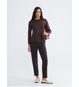 LCW Modest Kahverengi Dar Fit Kadın Pileli Pantolon