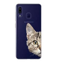 Samsung Galaxy M10s Kapak Catface Tasarımlı Şeffaf Silikon Kılıf