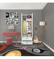 Kenzlife gardırop 2 kapılı kapaklı 2 çekmeceli nilüfer byz 173*60*42 gardolap dolap ofis (Karışık)