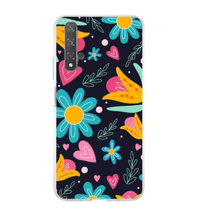 PrintiFy Huawei Nova 5T ile Uyumlu 1mm Slim Fit Retro Renkler 1 Baskılı Şeffaf  Kılıf