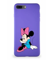 Apple iPhone 8 Plus Soft Premier Kapak Minnie Mouse-E Tasarımlı Silikon Kılıf - Mor (Şeffaf)