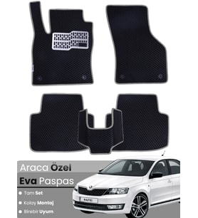 SKODA RAPİD (2012-2019) Uyumlu EVA Paspas Tam Set–Oto Paspas,Araca Özel,Kolay Montaj