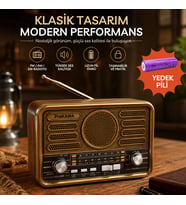 ProKAMA BK-340 / BK-350 Nostaljik Solar Şarjlı Güneş Enerjili Bluetoothlu Retro Radyo(yedek pili)