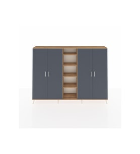 Arges Dolap 12 Raflı 4 Kapaklı 220x30x163 Çam-Antrasit/Çam