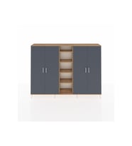 Arges Dolap 12 Raflı 4 Kapaklı 220x30x163 Çam-Antrasit/Çam