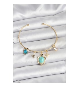 Mey İthalat® Caretta Caretta Charmlı Gold Renk Kadın Bileklik