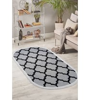 Dijidekor Halı Gri Maça Yıkanabilir Saçaklı Oval Kesme İnce Yolluk Kilim Salon Halısı Modelleri