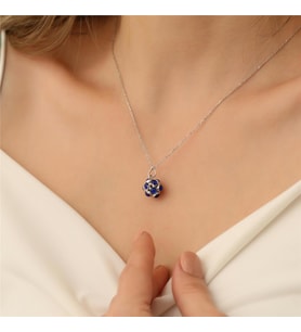 925 Ayar Gümüş Top Nazar Boncuklu Kolye