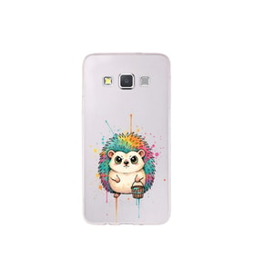 Samsung Galaxy A3 ile Uyumlu Splash Kirpi Tasarımlı Şeffaf Silikon Kılıf