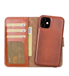 Bouletta Apple iPhone 12 mini Uyumlu Deri Cüzdanlı Kılıf F360 RST2EF Taba (Mavi)