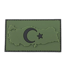 Single Sword Bayrak Plastik Kabartma Haritalı Patch - Peç HAKİ
