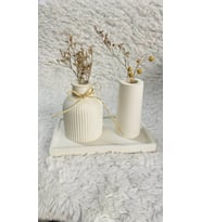 3 lü Kare Tabaklı İskandinav ve Bohem Model Vazo Dekorasyon Set