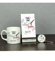 Edebiyat Öğretmenine Hediye Üçlü Set (Kupa + Telefon Standı + Anahtarlık)