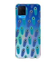 PrintiFy Oppo A54  ile Uyumlu 1mm Slim Fit Nazar Boncuğu 4 Baskılı Şeffaf  Kılıf