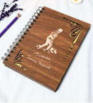Kişiye Özel Mustafa Kemal Atatürk Desenli Ahşap Kapaklı Defter - Ajanda - İsme Özel - A5 60 Yaprak (120 SAYFA) Hediyelik (Gold)