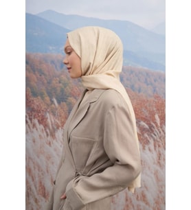 70 X 190 COTTON MONOGRAM DESEN ŞAL - AR 3098 03046 (Bej)