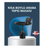 Mey İthalat® Araç İçi 360° Ayarlanabilir Bardaklık Tepsisi Geniş Yüzeyli ve Telefon Standlı