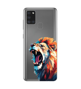 Samsung Galaxy A21S Uyumlu Aslan Tasarımlı Şeffaf Telefon Kılıfı