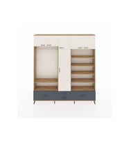 Arges Dolap 18 Raflı 4 Çekmeceli Tek Askılı 220x30x243 Çam-Aytaşı/Antrasit