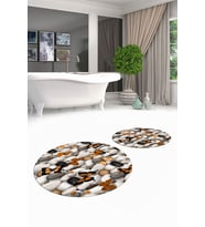EVDEYA 3D Dijital Yıkanabilir Kelebek Desen İkili Banyo Paspas Yuvarlak Klozet Takımı, YKLOZET-44-KAHVE, (Kahverengi)