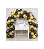 Siyah Gold Balon Ve Balon Şişirme Pompası Zincir Balon Seti