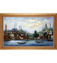 Çerçeveli Paspartulu Manzara Tablo bm1163 (Gold)