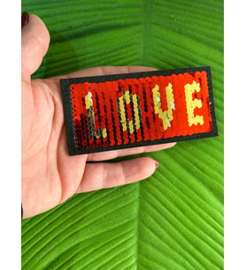 11X5 CM ÜTÜ İLE YAPIŞAN PUL PAYETLİ LOVE YAZI ARMA APLİKE