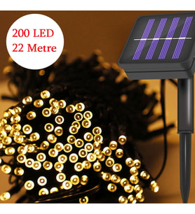 22 Metre 200LED Solar Lamba Güneş Enerjili Günışığı Led Işık Zinciri Bahçe Aydınlatma Parti Süs Ledi
