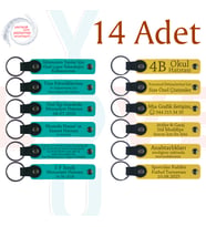 Koyu Turkuaz & Sarı, Kişiselleştirilebilir Anahtarlık, Kurumsal Konferanslara Hediye 14’lü Set
