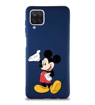 Samsung Galaxy A12 Soft Premier Kapak Mickey Mouse-C Tasarımlı Silikon Kılıf - Lacivert (Şeffaf)
