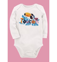 Organik Baskılı Pamuklu Unisex Bebek Body UZUNE278