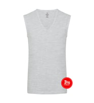 Erkek Modal Derin V Yaka Kolsuz Tshirt 3'lü Paket - Melanj (Gri)