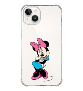 Apple iPhone 14 Uyumlu Köşe Korumalı Antişok Kapak Minnie Mouse Tasarımlı Şeffaf  Kılıf