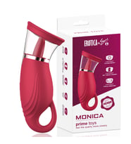 PRIME TOYS Monica Şarjlı Tutma Aparatlı Emiş Titreşim Dil Yalama 3 in 1 Klitoris Uyarıcı Vibratör