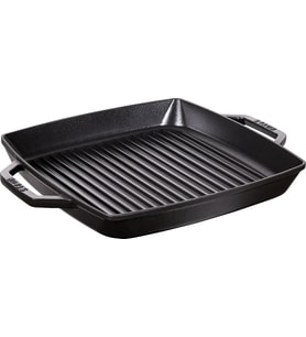 Staub Grill Pans Çift Kulplu Döküm Izgara Tava, Siyah (Çok Renkli)