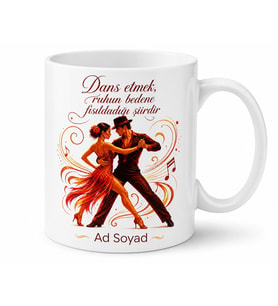 Latin Dansları Kursu Hediye Rumba Salsa Adımları Ateşli Baskılı Porselen Kupa Bardak