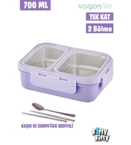 Lunch Box 700 ML Tek Kat İki Bölmeli Metal Kaşıklı Yeni Nesil Sefer Tası-FFLBOX7096
