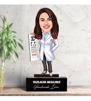 Kişiye Özel Kadın Göz Doktoru Karikatürlü Biblo