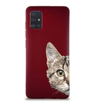 Samsung Galaxy M31S Soft Premier Kapak Catface Tasarımlı Silikon Kılıf - Mürdüm (Şeffaf)