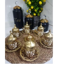 6 Kisilik Gold Zamak Fincan Takimi Kahve Yani (Gold)