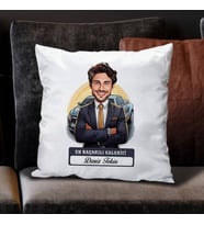 Kişiye Özel Hediye Karikatürlü En Başarılı Erkek Oto Galerici Yastık