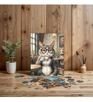 Kedinin Kafede Kahve Keyfi – Sevimli Puzzle Tasarımı! (240) PARÇA