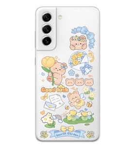 Samsung Galaxy S22 Uyumlu Küçük Sevimli Ayıcıklar Desenli Şeffaf Telefon Kılıfı