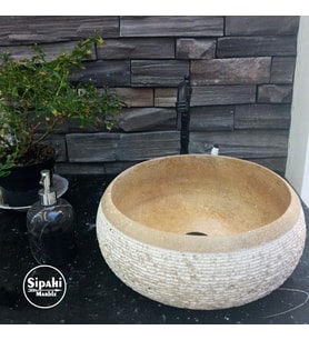 Sipahi Marble Noche Traverten Dizayn Bombeli Lavabo