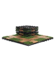 Teak Ağacı-Yapay Çim Karışık Döşemesi Karo Deck Tik Yapay Çim (Yeşil)