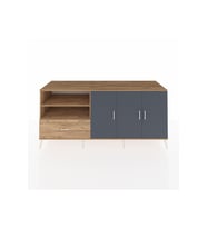 Kronos Konsol 4 Raflı Tek Çekmeceli 3 Kapaklı 220x59x99 Çam-Antrasit/Çam